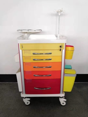 Red Dispensing Anesthesia Cart Aluminum Steel ABS Material