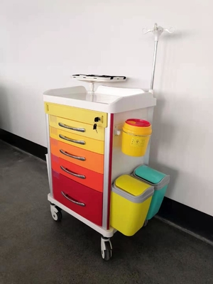 Red Dispensing Anesthesia Cart Aluminum Steel ABS Material