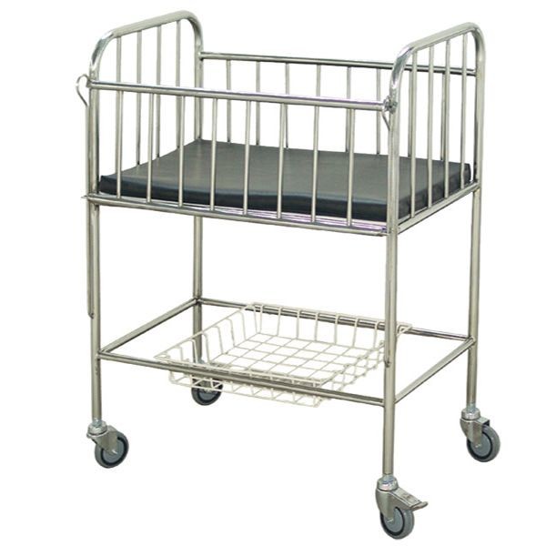 Infant Hospital Baby Crib Movable Stainless Steel Easy Installation With Mattress