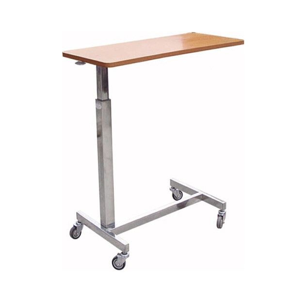 Dinning Hospital Bed Tray Table Stainless Steel Overbed Wood Gas