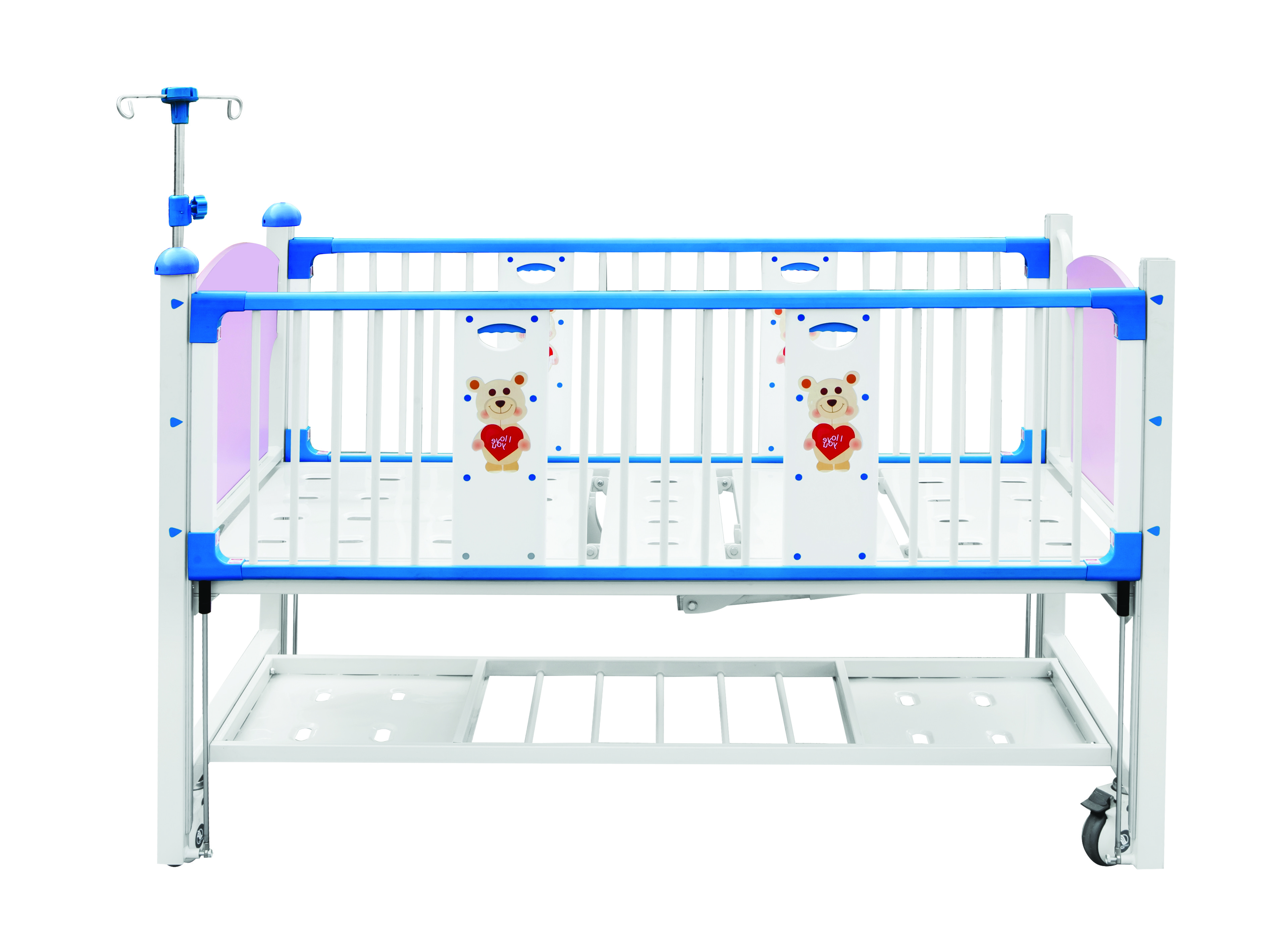 Two Crank Adjustable Backrest Hospital Baby Crib