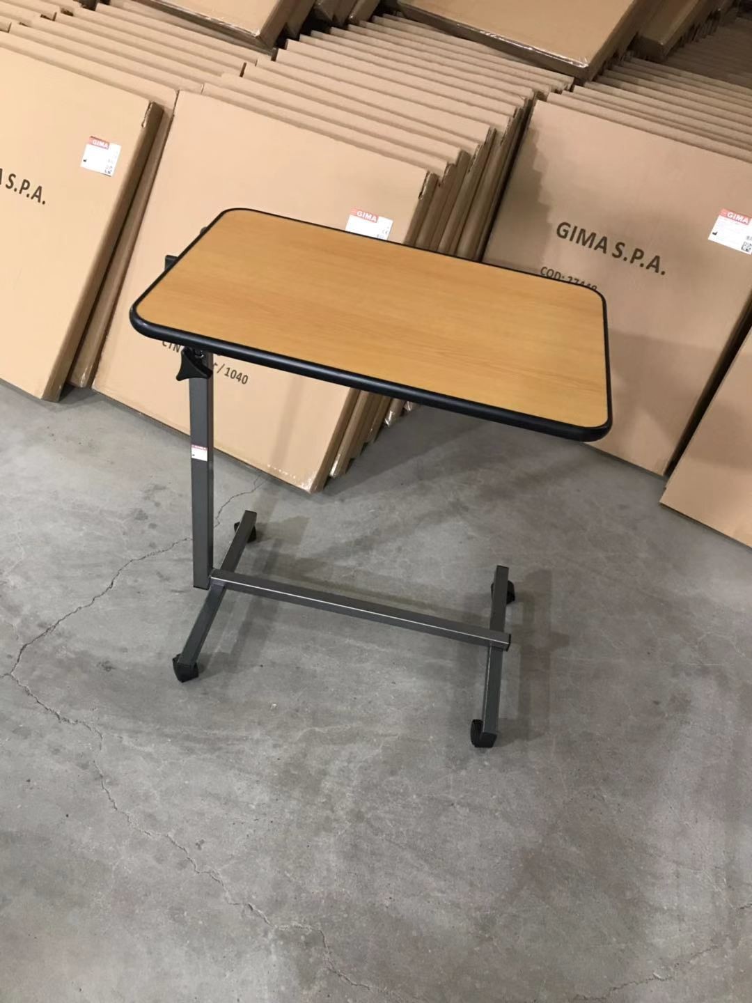 Tiltable Surface 700mm 1010mm Hospital Bed Tray Table Over Bed Food Table