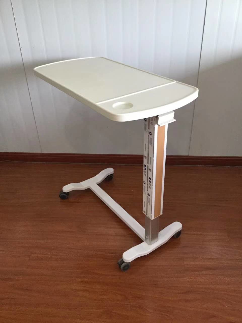 Hospital furniture Bedside Table , Plastic Plate Gas Spring Adjustable