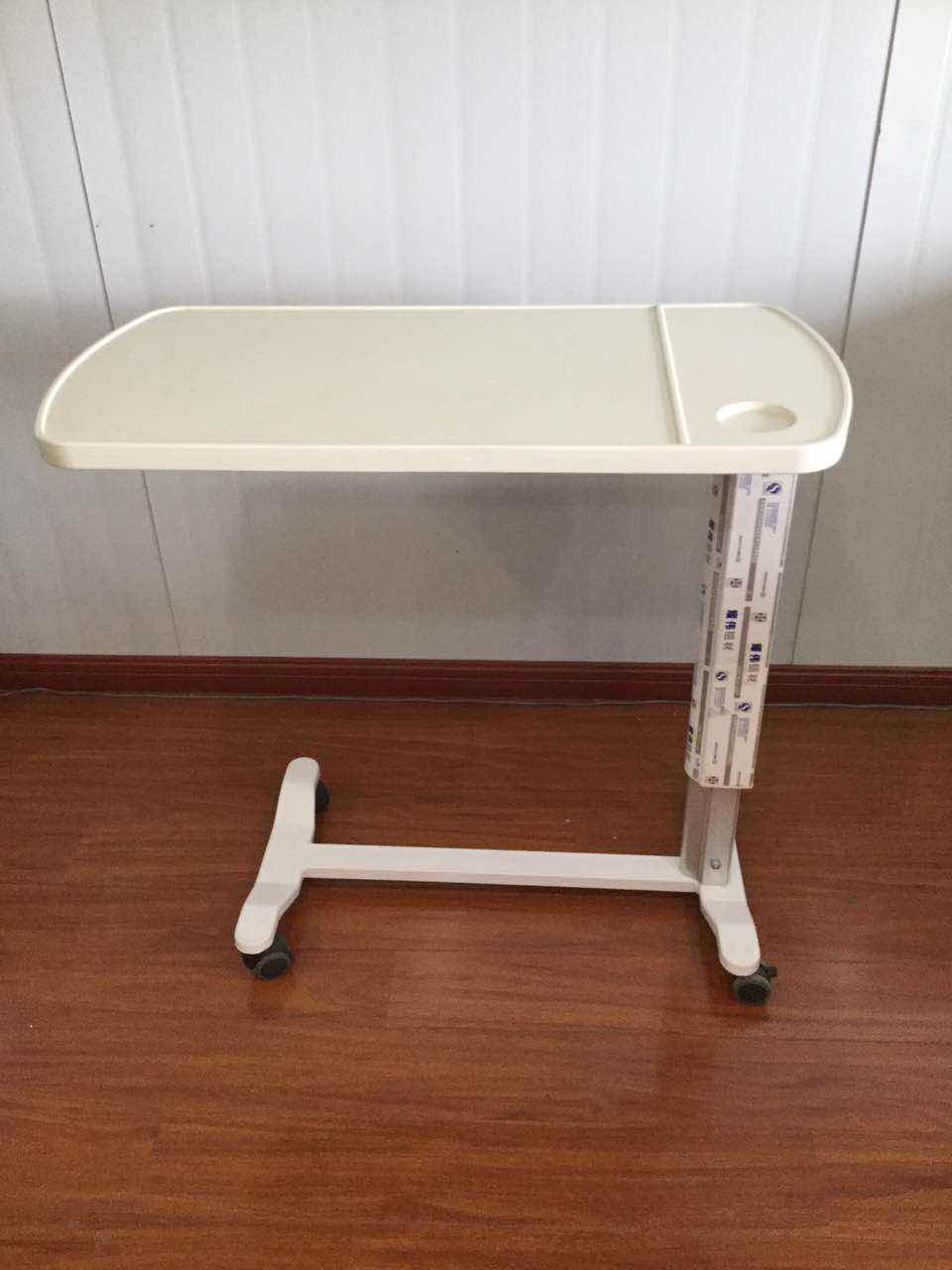Hospital furniture Bedside Table , Plastic Plate Gas Spring Adjustable