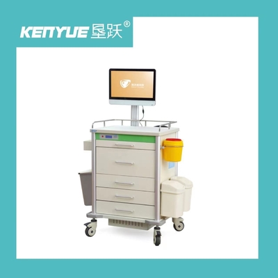 Adjustable Height ABS 6cm 450mm Mobile Wireless Nursing Trolley