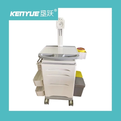 White Medical Mobile Information Nursing Cart With Brake Caster