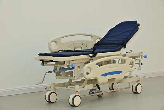 10cm Wheel Diameter Emergency Stretcher Trolley with Silver Finish and I.V. Pole Yes