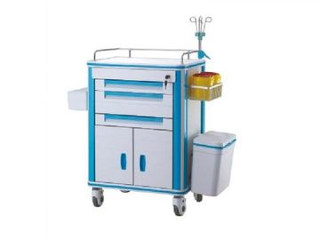 Hospital ABS Medical Emergency Trolley Medical Trolley Equipment With I.V Pole
