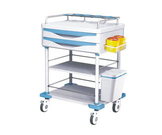 Steel Frame Medical Instrument Trolley Crash Cart With Infusion Rack Drug Trolley