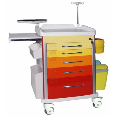 Red Dispensing Anesthesia Cart Aluminum Steel ABS Material